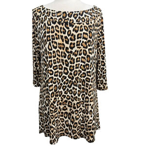 Chico's Tunic Size 2/L Brown Leopard Print